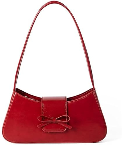 AiNinXun Borsa a Spalla Donna Borsa a Mano Vintage Borsetta Ragazza Pelle Borsa Piccola Tracolla Borse Donna Shoulder Bag Wedding Pochette da Sera Rossa Elegante Borsa per Cerimonia Matrimonio