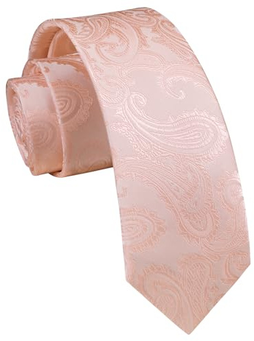 Enlision Men's Paisley Pink Skinny Tie 2.4'' Slim Pink Ties For Men Business Wedding 6cm Necktie For Men