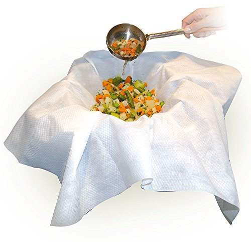 Hygostar Einweg Passiertücher Filterstar, 10x Einweg Käsetücher mit Spezial-Vliesstoff, Abseihtücher 75x75 cm, temperaturbeständige Mulltücher weiß, reißfeste Seihtücher für klare Flüssigkeiten