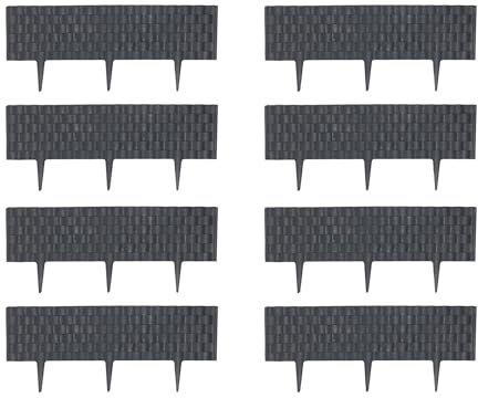 simpa Dark Grey Plastic Rattan Style Decorative Lawn Edging Border. Pack of 8 panels 4.8M Total Length