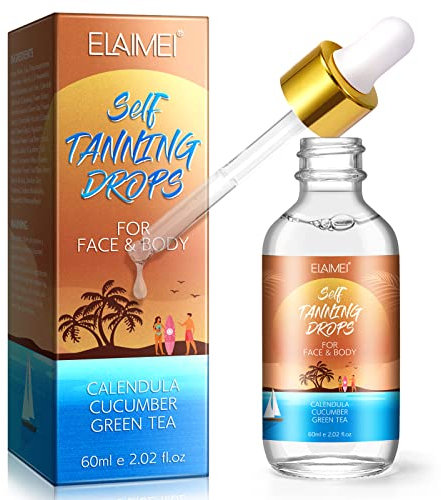 Self Tan Drops for Face, Face Tanning Drops 60ml, Can be DIY, Add to skincare products Customised facial tanning, Natural Ingredients & Vegan, Naturally Boost Melanin