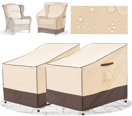 F&J Outdoors Copertura Poltrona da Giardino Sedia Lounge Sedia a Dondolo Adirondack Impermeabile Protettiva per Divano da Esterno Verande Coperture per Mobili da Patio 89x99x66/91cm,2 Pezzi