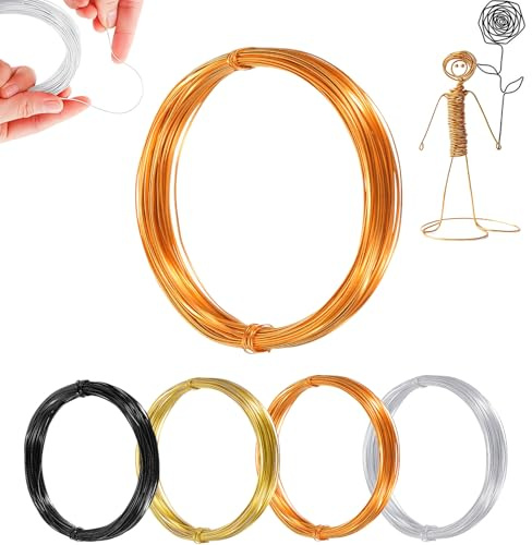18 Gauge 1mm Aluminum Craft Wire 165 Feet,Copper Bendable Sculpting Metal Wire,Metal Crafting Wire for Sculpting,Wreath Craft,Floral Making,Jewelry Making,Weaving and Wrapping Copper Wires