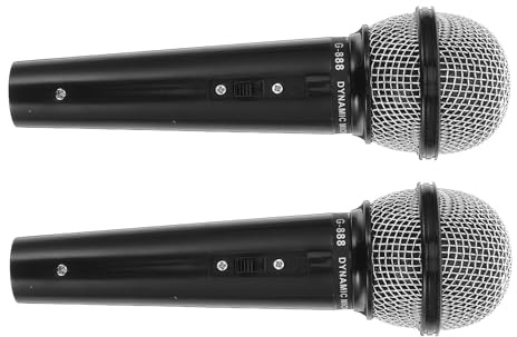MOLUCKFU Lot de 2 Microphones Factices Noirs en Plastique Accessoires de Fête et Jouets D’Imitation pour Garçon et Filles Modèles Miniatures Légers et Sûrs pour Cosplay Karaoké et Jeux