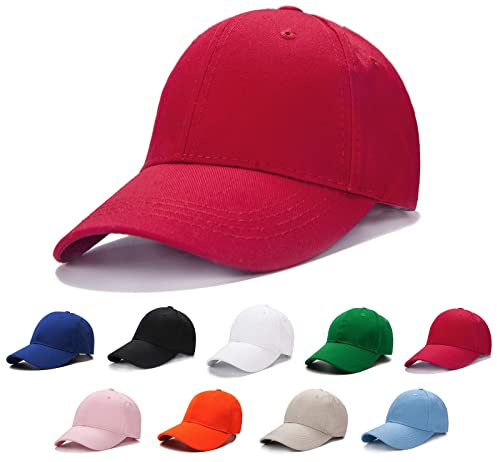 Baseball Cap for Kids-Adjustable Washed Cotton Golf Toddler Hat for Boys & Girls Red