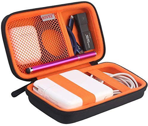 BOVKE Hartschalen-Schutzhülle Stoßfestes Reise-Energiebank-Täschchen USB-Kabel-Organizer für Kopfhörer, Kabel, Ladegerät-Adapter, elektronisches Zubehör, Schwarz