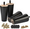 Btowin 20cm Holz Möbelfüße, 4 Stück Schwarz Massivholz Tischbeine Möbelbeine mit vorgebohrten M8 5/16 Bolzen & Montageplatten & Schrauben für Schrank Sofa Bett Ottomane