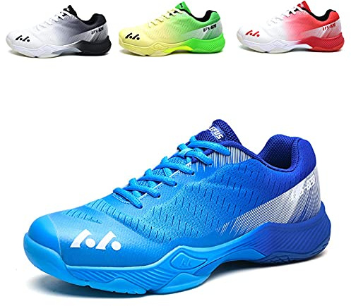 BLBK Badmintonskor, squashskor, inomhusskor för olika golvbeläggningar, bekväma och fast grepp/unisex volleybollskor, blå, 44 EU