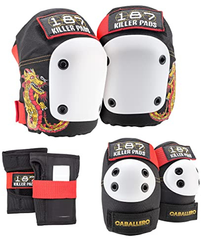187 KILLER PADS 6er-Pack Pad-Set, Ellenbogenschoner, Knieschoner und Handgelenkschoner – ideal für Skateboarden, Rollschuhlaufen und Inline-Skating