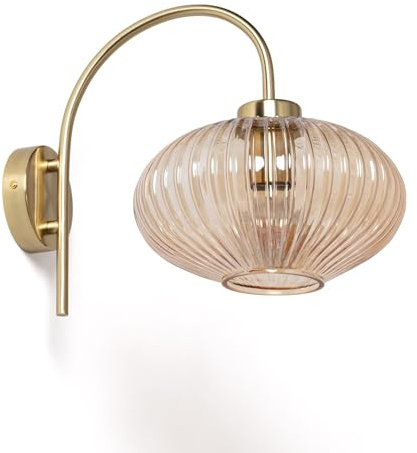 LEDKIA LIGHTING Lámpara de Pared Metal y Cristal Basile Ámbar E27