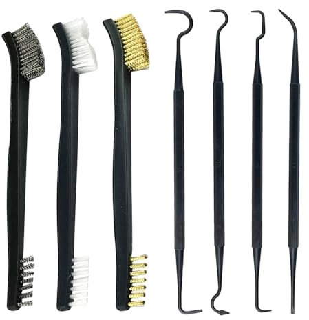 3 pieces double-headed cleaning special brushes, with 4 pieces cleaning hook brushes, steel wire, copper wire, nylon wire brush set, mini cleaning tools, for cleaning dirt and rust
