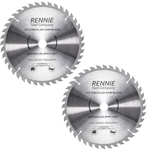 2 Pack - 255mm x 40T x 25.4mm Bore TCT Circular Wood Saw Blades Fits Evolution Saws & Evolution Rage Saws. 255mm Saw Blades 25.4mm Bore With 40 Teeth. 10 (10 inch) Mitre Saw Blade Rennie Tools