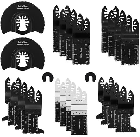 Lame Utensile Multifunzione, set di lame per seghe oscillanti, set di accessori per Bosch, Fein, Milwaukee, Worx, Fein Multimaster, Black & Deck (24)