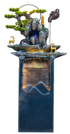 Fontaine de Jardin Fontaine sur Pied avec théière Suspendue et pin simulé, Fontaine décorative à recirculation d'eau intérieure for Le Salon Fontaines Extérieures