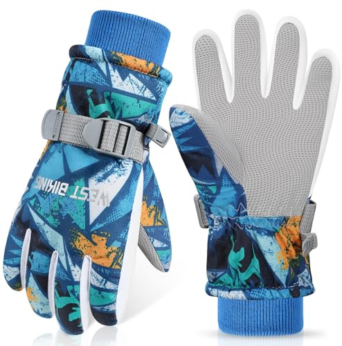 CYCLESPEED Kids Ski Gloves Waterproof Winter Gloves Warm Kids Snow Glove Windproof kid glove winter for Boys Girls Unisex 4-12 Years kids glove for Snowboarding, Skiing
