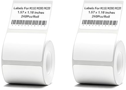2 Rollos Etiquetas adhesivas térmicas, 40x30 mm Etiquetas Térmicas Impermeables para impresoras de etiquetas M110/M200/P50/B3S/T50pro, para Escuela, Hogar, Oficina, Etiqueta Blanca 240 /Rollo