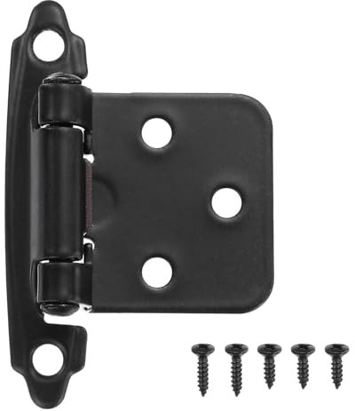 sourcing map 1/2 Inch Overlay Cabinet Hinges, 6 Pcs Self Closing Flush Mount Cabinet Door Hinges with Door Bumper for Kitchen Bathroom Cabinet Doors Furniture, Black