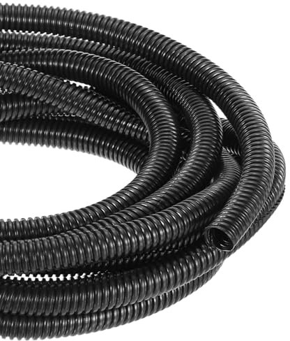 DMiotech 6m Wire Loom Split Tubing 16mm, Cord Protectors from Pet Flexible Conduit Cable Management for Office, Home, Garden, Black