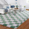 BYBSRLL Kariert Wohnzimmer Teppiche, 120x180cm Salbeigrün und Weiß Schlafzimmer Großer Teppich Deko Jugend Kinderzimmer Weich, Hochflor Flauschig Bettvorleger Waschbar rutschfest