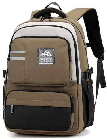 Amythe Sac à Dos Garçon Collège, Grand Cartable Adolescent Scolaire, Sac Ecole Lycée Garçon Imperméable Durable pour Ecole Randonnée, 38L-Kaki