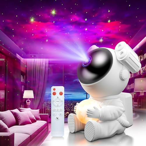 MYSTILUCK Astronaut Galaxy Projector with Moon Lamp, Star Projector Night Light for Kids & Adults, Includes Timer & Remote Control, Ideal Christmas & Birthday Gifts for Bedroom, Kids' Room & Parties