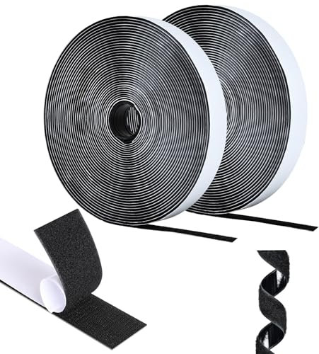 AIQInu Belcro Adhesivo Fuerte, 5m X20mm Reutilizable Nylon Doble Cinta Cara, Cinta Adhesiva Doble Cara, Nylon Hook y Loop Auto Adhesivo para Oficina, Doméstica,Bricolaje