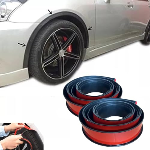 Inscrip 1,5 m*4,5 cm Parafanghi universali, allungamento del parafango dell'auto, forma a fiocco, sopracciglia per pneumatici auto, nastro adesivo sporgente per protezione e decorazione dell'auto, 2