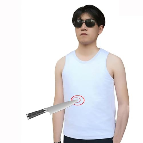 IINCOOY Gilet Anti-coupure Blanc À Col Rond, Résistant Aux Perforations Et Aux Coupures, Dissimulé, For Homme(S)