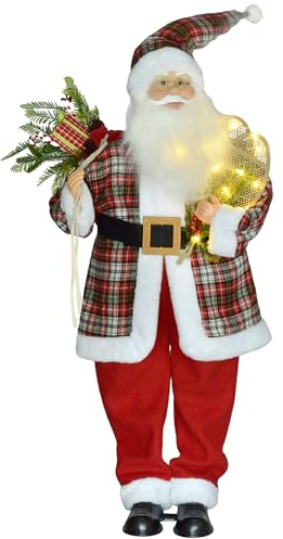 HOMCOM 120cm Tall Animated Santa Claus, Sound Activated Christmas Decoration with Light Up Ornament, Laughing Effect and Festive Music for Party