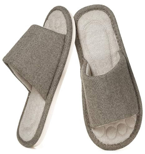 Zapatillas Casa Mujer Hombre Cómoda Espuma de Memoria Transpirable Algodón Pantuflas Punta Abierta Antideslizante Slippers Verano