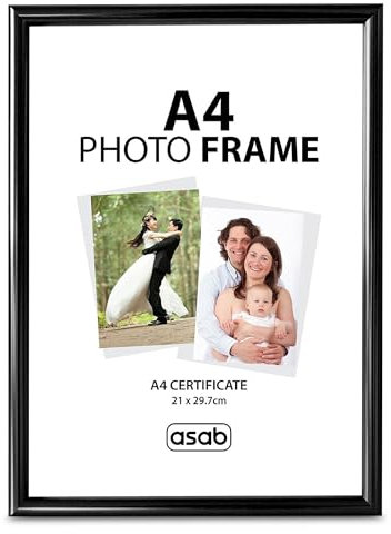 ASAB Pack of 1 A4 Frame Wall Hanging Hooks Flat Classic Design A4 Picture Frame with Quick Photo Insertion Clear Acrylic Display for Table Top A4 Picture Frame for Home and Office (Black)