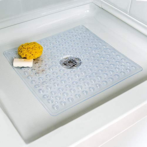 RHP Quadratische rutschfeste Deluxe Bad/Duschmatte, PVC, Bubble-Effekt Anti Slip (Klar, 43 x 43 cm)