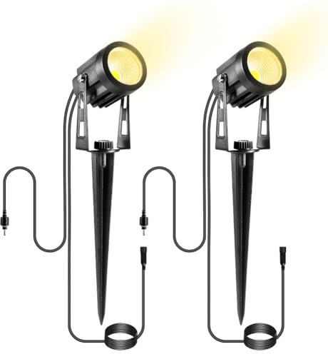 B-right Gartenbeleuchtung 2er Pack 3W LED Gartenstrahler mit 3M Kabel, Gartenleuchte mit Erdspieß, enthält keinen Stecker. (Zubehör, nur für die Upgrade 4 in 1 oder 6 in 1 Gartenleuchte geeignet)