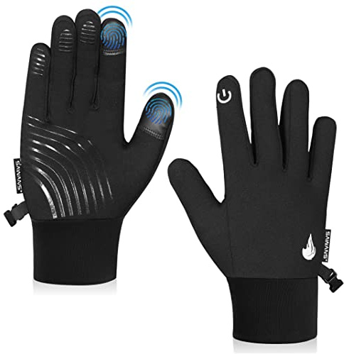 SAWANS Winter Cycling Running Warm Gloves Men Women Touchscreen Thermal Windproof Anti Slip Driving Sports Outdoor Bike Gloves Hiking Ski Climbing Riding Walking (S, Black)
