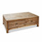 Loberon Couchtisch Wittfield, lebendige Holzmaserung, Vier Schubfächer, Sofatisch mit Stauraum, Wohnzimmertisch, Kiefernholz, Eisen, braun