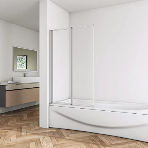 Biubiubath 2 Fold Folding Pivot Shower Bath Screen Glass Door Panel Bathroom 800x 1400mm