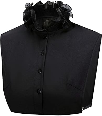 NiceYnn Blusa de media camisa con cuello alto desmontable con volantes para mujer, cuello victoriano, cuello alto falso, para suéteres, vestido sin cuello, Altoa única