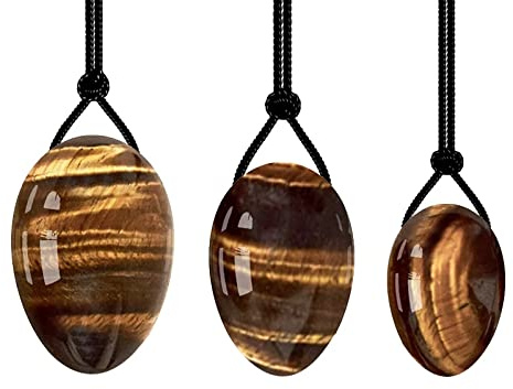 3Pcs/Set Natural Rose Quartz Yoni Egg Set Women Kegel Exercise Jade Egg Muscle Tightening Ben Wa Ball Kegel Egg with Box,Tiger Eye No Box