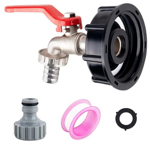 elthmpr Grifo de drenaje IBC Accesorios Deposito agua 1000 Litros - Adaptador de tanque IBC para tanque de almacenamiento de agua S60X6 Conector de rosca de jardín Piezas de montaje