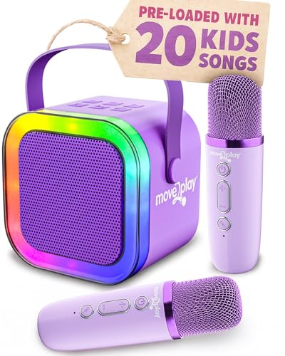 Move2Play, Karaoke Machine for Kids | Includes 20+ Kid Songs | 2 Microphones | Connect with Bluetooth | 3, 4, 5, 6, 7+ Year Old Gift | Toy for Girls, Boys, & Toddler | Birthday Present