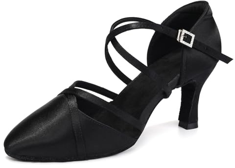 HROYL Women Closed Toe Ballroom Dance Shoes Standard Practice Performence Latin Salsa Dance Shoes,933-DB-Black-7,US 9