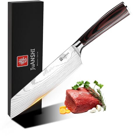 JUANSHI® Chopper 20,5 cm Klingenlänge Tranchiermesser Scharfes Kiritsuke-Messer Scharfes Fleisch-Gemüse-Küchenmesser aus rostfreiem Stahl, asiatisches Kochmesser, Mehrzweckmesser
