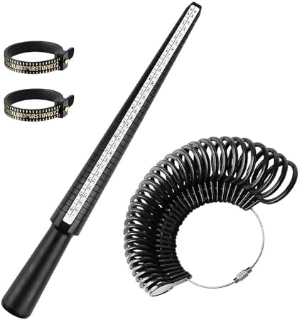 soodyoow Ringgrößenmesser, Ringstock, Ringschablone, Ringmaß Ring Sizer Messskalen Set zum Messen von Ringdurchmessern, Größenstandard UK, EU, USA und Schweiz