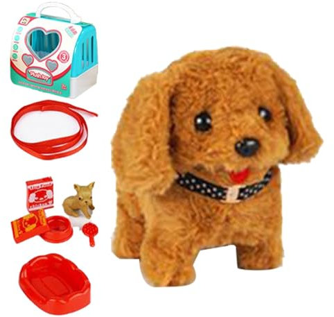 Realistischer Welpenroboter, realistischer Roboterhund - Realistischer Roboterpupp, der wie ein echter Welpe | Plüsch Haustier, interaktives elektronisches Stofftier, Gehen, Bellen, Schwanzwedel für K