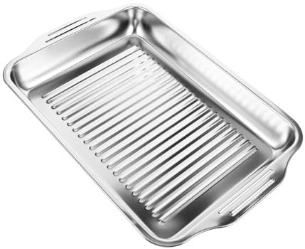 BESTonZON Piatto Di Pesce Alla Griglia Telaio Da Forno Pescare Padella Vassoio Piatti Di Pasta Porta Cibo Teglia Per Il Pesce Piastra Per Barbecue Acciaio Inossidabile Argento