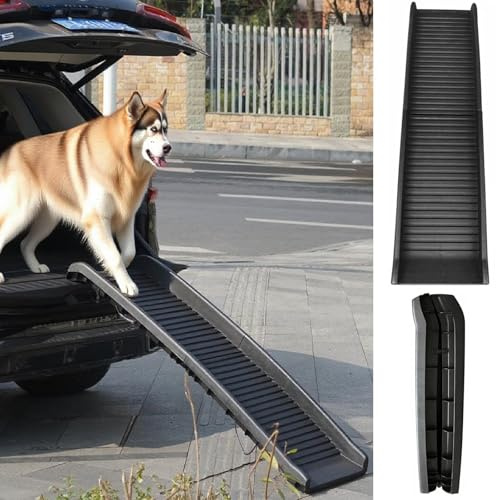 Gr8 Garden Folding Pet Dog Ramp Large Lightweight Strong Portable Foldable Travel Step Animal Car Access Van Entry Tool Plastic Black