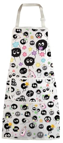 WZMPA Comic Coalball Kitchen Apron No Face Fans Gift Cartoon Briquette Adjustable Apron With Pockets Anime Movie Merch, Coalball Ap, Medium