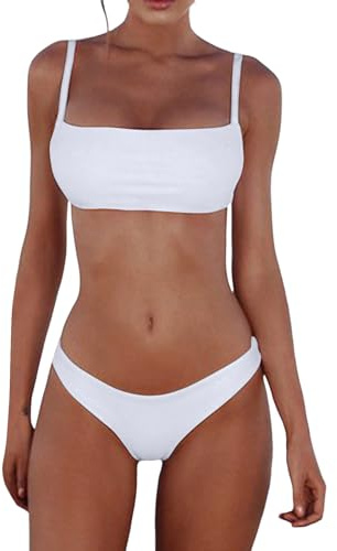 Generisch Maillot de bain 2 pièces pour femme, bandeau push-up, brésilien