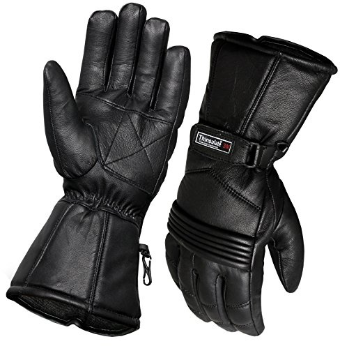 NORMAN Gants de moto en cuir thermiques imperméables - Protection hiver et été (XXL)