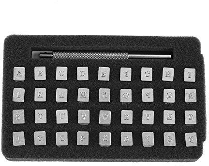 36 piezas de herramientas de punzonado de sellos de letras y números de Leathercraft, alfabeto de 26 letras y 10 números de herramientas de punzonado impresas para zapatos(3mm)
